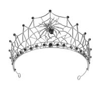 VANZACK Black Queen Crown Bridal Headpiece Alloy Spider Web Design Baroque Detailing Rhinestone Hairband for Women Weddings Gothic Halloween Masquerades