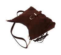 VANZACK Bohemian Suede Crossbody Bag with Retro Fringe Woven Handbag for Women Lightweight Travel Purse for Casual Outings Ethnic Style Shoulder Bag in Dark Brown