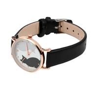 VANZACK Cartoon Children Watch with Cat Pattern Faux Leather Strap Quartz Wristwatch for Boys and Girls and Women, Stylish Black Dial, Easy to Read Time and Shake Resistant
