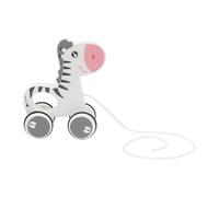 VANZACK Cartoon Zebra Animal Pulling Car for Wooden Walk Learning with Smooth Edges Safe Environmental Material Engaging Pull Along Walking