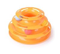VANZACK Cat Three Layers Interactive Play Ball Tray for Cats for Kittens and Adult Cats Yellow Engaging Cat for Indoor Play