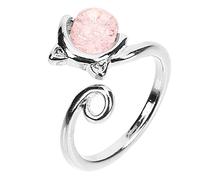 VANZACK Cat Turns Bead Ring Fidget Rings for Anxiety Crystal Bead Meditation Women Open Fashion Jewelry Minimalist for Women