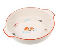 VANZACK Ceramic Baking Dish 9-inch round Flower Pattern Bakeware Oven Pan for Cheese Baking and Salad Mixing Kitchen Supplies