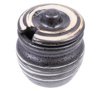 VANZACK Ceramic Seasoning Pot Small Black Mustard Container for Sushi Sauce Storage Japanese Style Spice Jar for Ginger Garlic Sugar Salt Condiment Holder