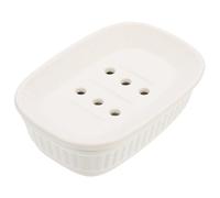 VANZACK Ceramic Soap Draining Tray Double-layer Soap Dish Holder for Bathroom and Kitchen Quick Water Drainage Multi-functional Storage Sponges and Jewelry Nordic Simple Design White