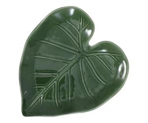 VANZACK Ceramic Spoon Rest Leaf-Shaped High Temperature Resistant Ladle Holder Green Cooking Utensil Rest for Kitchen Countertop and Tea Bag Stand