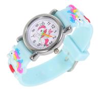 VANZACK Children's Unicorn Watch Cartoon Band Sky Blue Plastic Strap Scales for Boys and Girls Learning Time