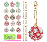 VANZACK Christmas Diamond Art Keychain Kit Acrylic Material Featuring Lifelike Patterns and Multi-Functional Design, a Holiday Present and Can be Attached to Christmas Trees