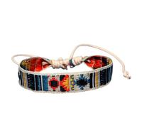VANZACK Colorful Embroidery Bracelet for Women Ethnic Style Casual Wrist Strap Handmade Lightweight Simple Bangle for Friends Family Design for Easy Wear