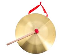 VANZACK Copper Gong Percussion Instrument with Mallet Lanyard Golden Wood Copper Material Loud Sound Attracts Attention Random Style for Party Opening