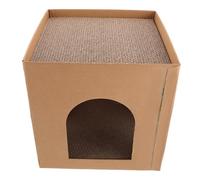 VANZACK Corrugated Cat Scratcher Bed with Spacious Square Nest for Indoor Cats Combined Scratch Pad and Resting Spot Minimalist Design Suitable for Home Use and Furniture Protection