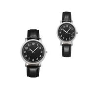 VANZACK Couple Wristwatches Set Modern Quartz Watches Adjustable Black Leather Strap Business Casual Men and Women Watches for Everyday Wear