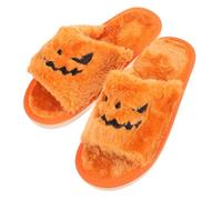 VANZACK Cozy Pumpkin Plush Slippers Nonslip Open Toe House Shoes for Halloween Party Unisex Soft Indoor Outdoor Footwear for Women Men
