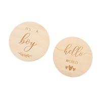 VANZACK Creative 2pcs Wooden Baby Growth Celebration Cards, Timber Material Keepsake to Capture Baby's Monthly Age, for Social Media and Photo Album Use