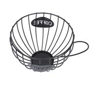 VANZACK Creative Coffee Cup Shaped Iron Fruit Storage Basket, Black round Metal Snack Container for Kitchen and Dining, Food Service Dessert Holder for Home and Restaurant Use