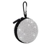 VANZACK Data Cable Organizer Bag with Shockproof Earphone Storage USB Cable Pouch for Travel Silver Rhinestone Earphone Case with Mesh Protection and Compact Design