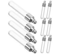 VANZACK Decorative Glass Bottle Pendant Charms 10pcs Small Wish Vials | Screw Cap, Round-bottom Straight Tube, Metal Finish, Good Sealing Performance for DIY and Wedding Use