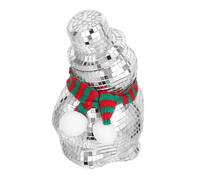 VANZACK Disco Christmas Snowman Ornament with Knitted Scarf Mosaic Mirror Tiles Reflective Glass Sculpture for Home Party Holiday Decoration Versatile Table Centerpiece for Living and