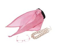 VANZACK Dubai Dog Costume Middle Eastern Pet Headdress with Sunglasses Chain Necklace and Bandana Dog Outfit and Cats Handmade Triangle Scarf for Halloween and Themed Parties