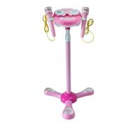 VANZACK Early Education Microphone with Lights Music Singing Double Microphone for Boys Pink Karaoke Plaything Compatible with Mobile Phone Battery