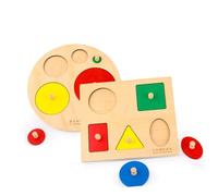 VANZACK Early Educational Geometry Panel Shape Puzzle for Cognitive Grab Board Enhancing Fine Motor Skills Visual Spatial Reasoning Color Shape Recognition Development