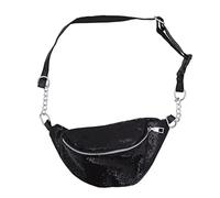 VANZACK Fashionable Black Sequin Fanny Pack Waist Bag for Travel and Outdoor Activities Multi-Functional Crossbody Hip Bag for Men and Women Zipper Closure