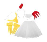 VANZACK Festival Chick Costume Set with White Plume Headband Tail Claw Tutu Skirt Breathable Cosplay Accessory for Easter Carnival Party Dress-up
