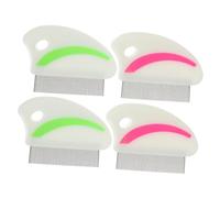 VANZACK Flea Removal Comb PET Cat Puppy 4pcs Ergonomic Handle Stainless Steel Small Lightweight Dirt Dust Remover (Red and Green Each 2pcs) Random Style