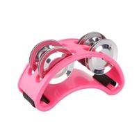 VANZACK Foot Tambourine Percussion Instrument with Pink Jingle Bells Elastic Strap Durable Body for Music Acoustic and Jam Sessions