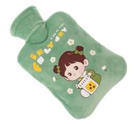 VANZACK Green Hot Water Injection Bag Hand Warmer Pouch Lightweight Portable for Office Students with Cute Cartoon Design