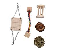 VANZACK Hamster Toys Set Wooden Molars Chew Toys Pet Playing Balls for Hamster Chinchilla Rabbit Guinea Pig Gerbil Rat