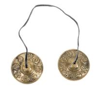 VANZACK Handcrafted Pure Copper Meditation Finger Cymbals Bell for Religious Percussion and Mindfulness Creative Sound Instrument with Eight Auspicious Symbols for Yoga and Meditation