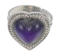 VANZACK Heart Gemstone Adjustable Thermochromic Color Change Finger Ring Stylish Temperature Reactive Jewelry for Women Reflect Your Mood with Unique Design