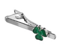 VANZACK Irish Lucky Shamrock Tie Clip for Men Decorative Metal Necktie Accessory Secure Tie Holder for Business Meetings and Formal Events Stylish Suit Accent