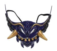 VANZACK Japanese Demon Samurai Half Face Mask Evil Prajna Cosplay Lightweight for Halloween Party Men Women Detailed Craftsmanship