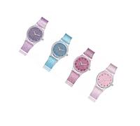 VANZACK Kids Colorful Glitter Jelly Watch Quartz Movement Shining Wrist Decoration for Girls Suitable for Daily Wear and Parties Rose Pink