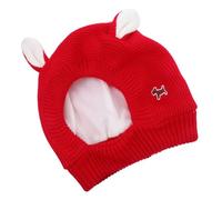 VANZACK Knitted Dog Hood Warm Hat with Bunny Ears for Large Pets Soft Stretchy Windproof Beanie for Winter Outdoor Comfort Headgear for Dogs and Cats Holiday Dress Up