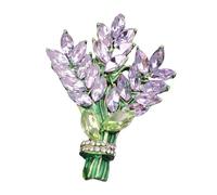 VANZACK Lavender Flower Brooch Lapel Pin with Rhinestone Decoration Alloy Hat Brooch for Women Elegant Floral Pin for Clothes Dresses Suits Sturdy Vintage Inspired Accessory