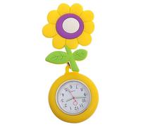 VANZACK Luminous Nurse Clip-on Pocket Watch Yellow Sunflower Quartz Movement Portable for Medical Professionals and Students