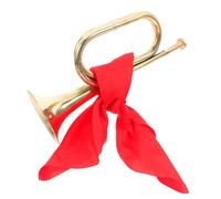 VANZACK Metal Bugle Trumpet for Beginners Brass Band Bugle Horn with Mouthpiece for School Marching and Orchestra Use with Red Scarf