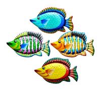 VANZACK Metal Fish Wall Art Metal Colorful Tropical 3D Ocean Sea Metal Fish Wall Art Outdoor Sculpture Indoor Outside Beach Ocean Metal Wall Swimming Pool Patio Fence Decorations