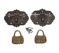 VANZACK Metal Hasp Lock Alloy Buckle with Coded Padlock 2Pcs, Retro Jewelry Box Latch Set for Wooden Cases and Cabinets, Decorative Security Lock for Home and Travel