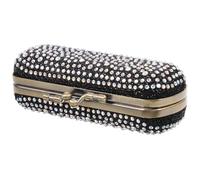 VANZACK Metal Lipstick Holder Mirror for Purse, Alloy Lipstick Case Rhinestone Decoration, Anti-Break Cosmetic Storage Box in Black for Travel and Everyday Use