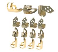 VANZACK Metal Thumb and Finger Pick Set for Guitar Banjo Mandolin, 15pcs Adjustable Gold Finger Protectors Vent Holes, Includes Storage Box, Suitable for String Instrument Playing
