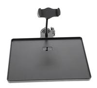 VANZACK Mic Stand Tray with Sound Card Shelf, Clamp on Rack for Microphone Stand, Abs Metal Tray, Easy to Install, Better Carrying Capacity for Live Broadcast, Fishing Table Style