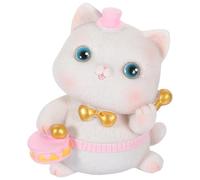 VANZACK Mini Cat Figurine Cake Topper Cute Kitten Decor Tiny Animal Statue for Party Supplies Garden Bonsai Ornament Set (guitar Player Design