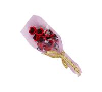 VANZACK Mini Doll House Artificial Flowers Holding Bouquet Decoration for Dolls Furniture Bright Red Miniature Floral Ornament for Dollhouse Display and Play