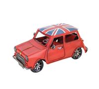 VANZACK Mini Retro Vintage Car Model in Red Tinplate, Handcrafted Metal Art Sculpture for Home Decor and Office Desk Decorations, Creative Collectible Vehicle Ornament