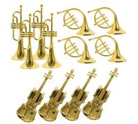 VANZACK Miniature Musical Instruments Set Easy to Use and Convenient to Store 12pcs in Golden Abs Material for Wall Hanging Art and Decorating Christmas Tree Ornaments
