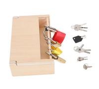 VANZACK Montessori Padlock and Key for Wooden Lock Box with Multiple Locking Mechanisms Hand Eye Coordination and Logical Thinking Skill Development Educational Stem Game